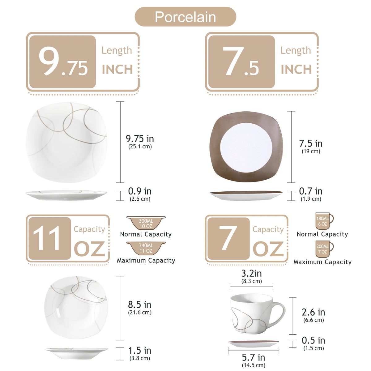 Malacasa 30 Piece Porcelain Dinnerware Set