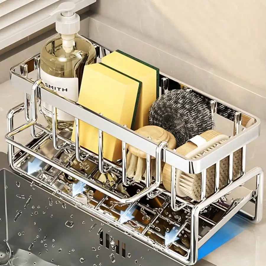 Stainless Steel Kitchen Sink Organizer With Drain Tray