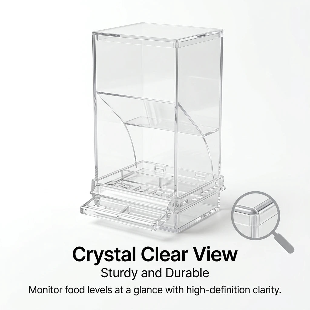 Clear Acrylic Spill Resistant Bird Cage Feeder