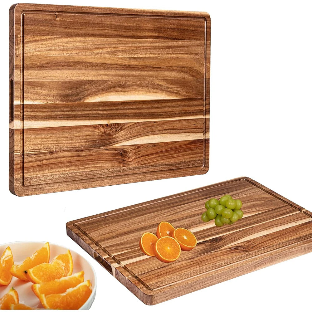 Twister Ck Wood Cutting Board With Juice Groove And Handle
