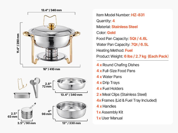 SucceBuy Stainless Steel Chafing Dish Buffet Set
