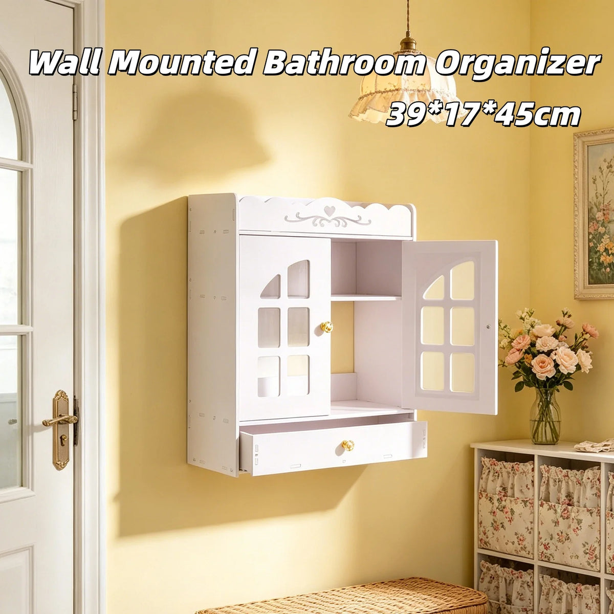 Wall Mount Bathroom Organizer For Toiletries And Cosmetics
