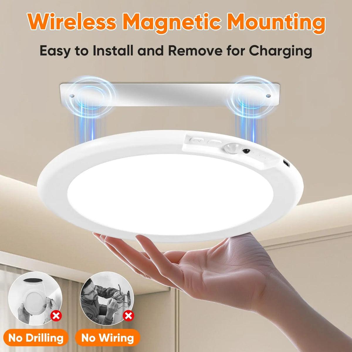 Rechargeable Motion Sensor Ceiling Light With Remote