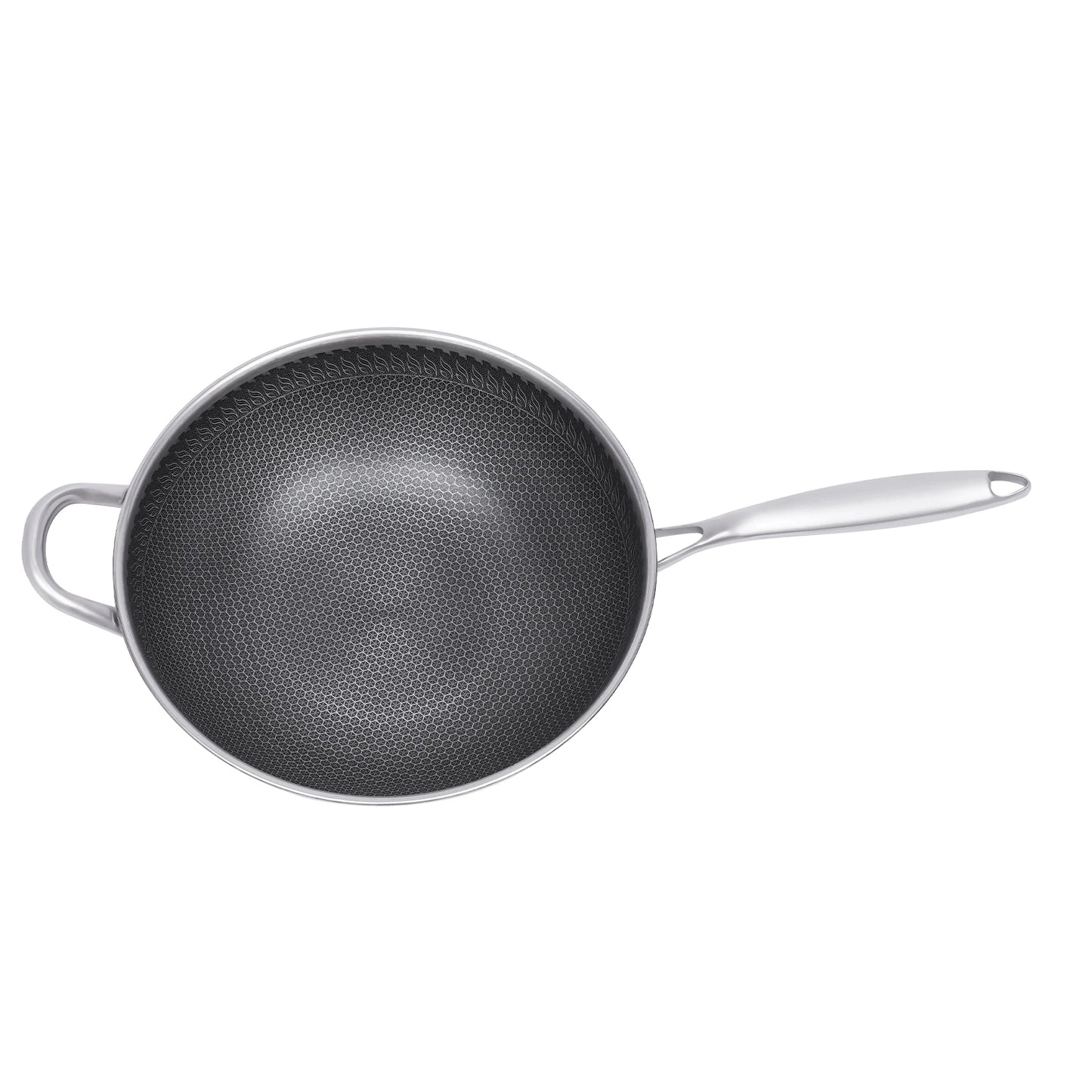 Bymaocar Stainless Steel Wok With Honeycomb Lid