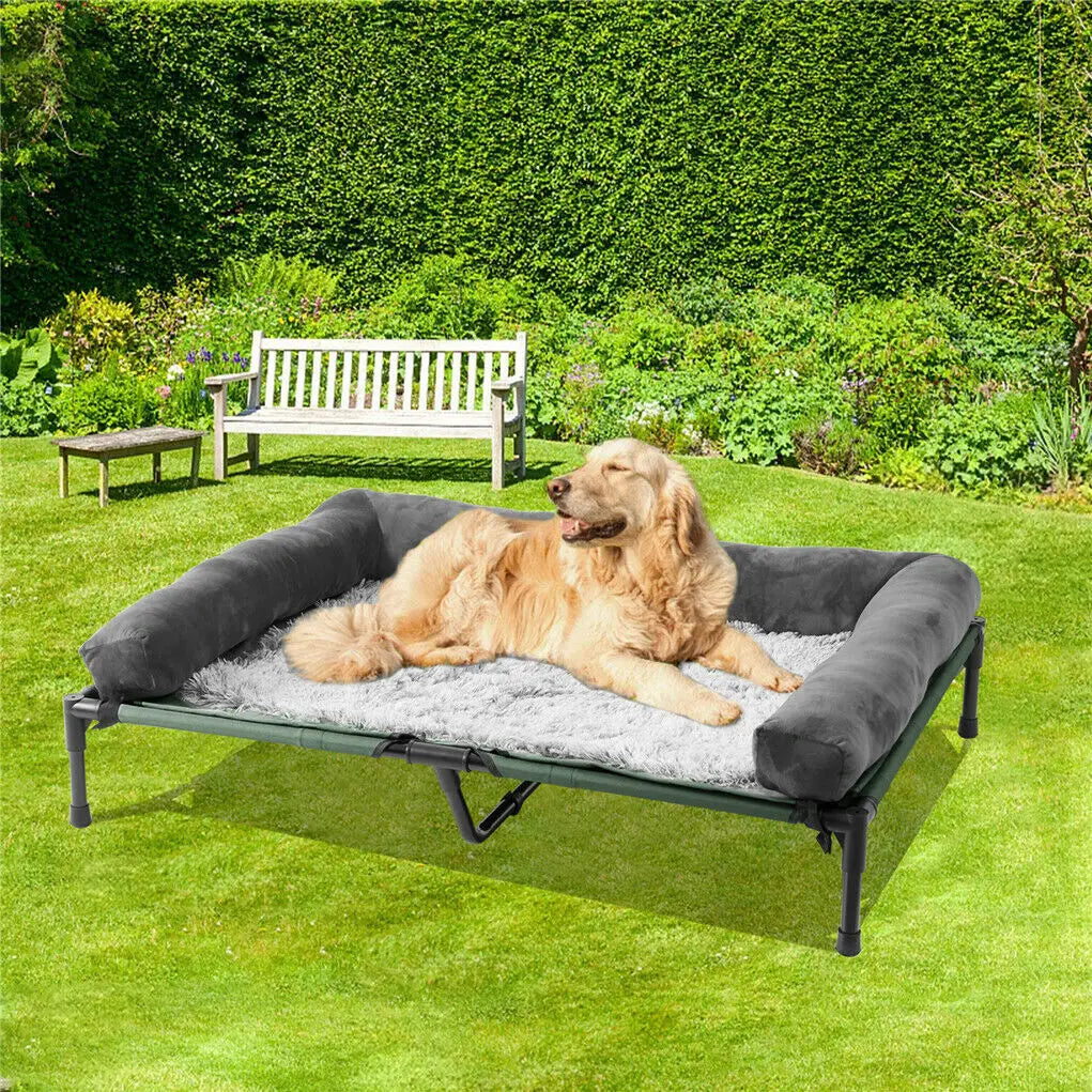 Bingopaw Cooling Elevated Pet Bed With Plush Bolster