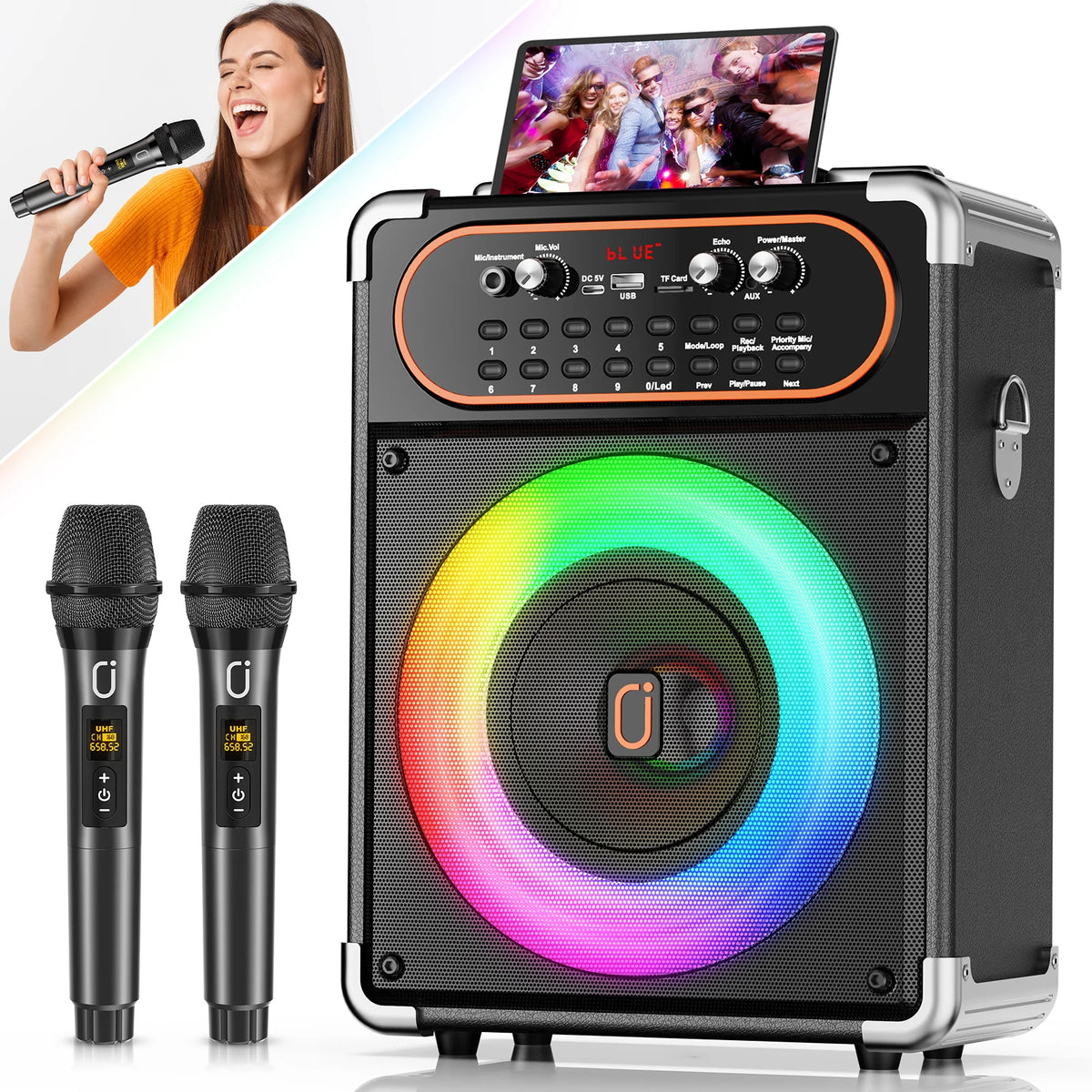 FanFun Portable Bluetooth Karaoke Speaker With Mics