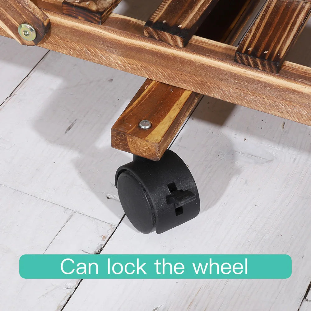 Wisfor Five Tier Wood Plant Stand With Wheels