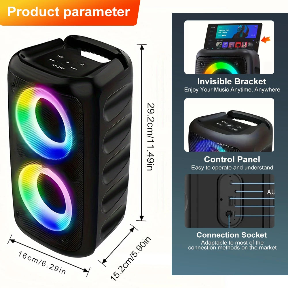 ZNLYRION Portable Bluetooth Karaoke Speaker With Mic