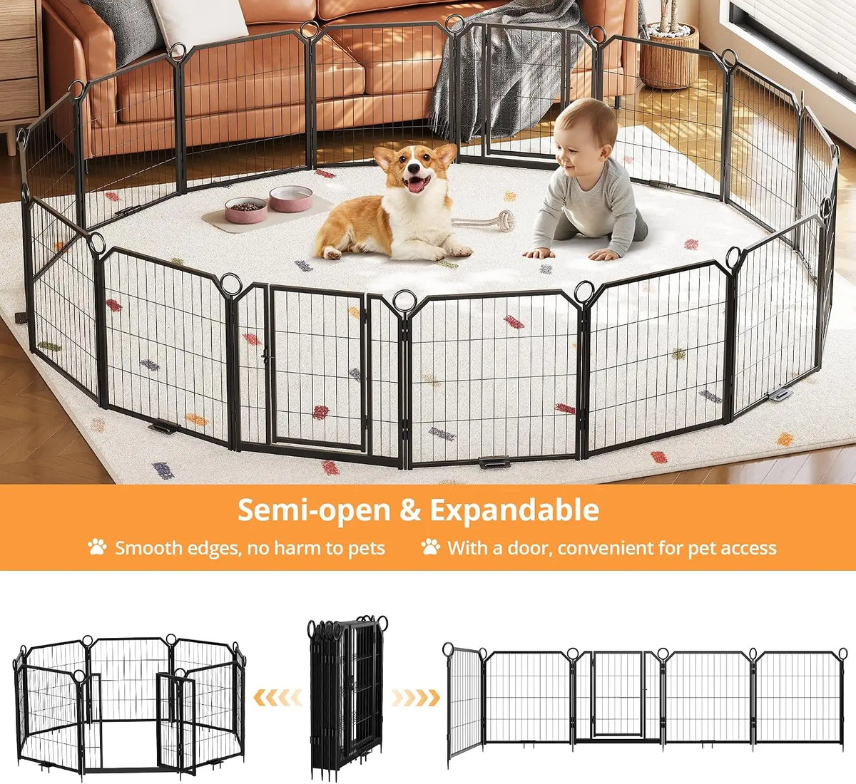 Garvee Heavy Duty Dog Playpen With Secure Door