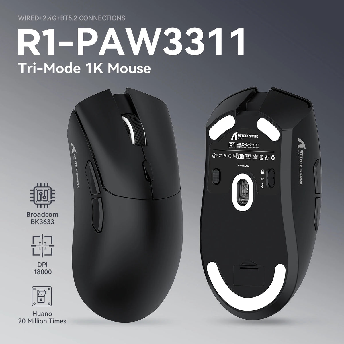 Attack Shark R1 Wireless Gaming Mouse