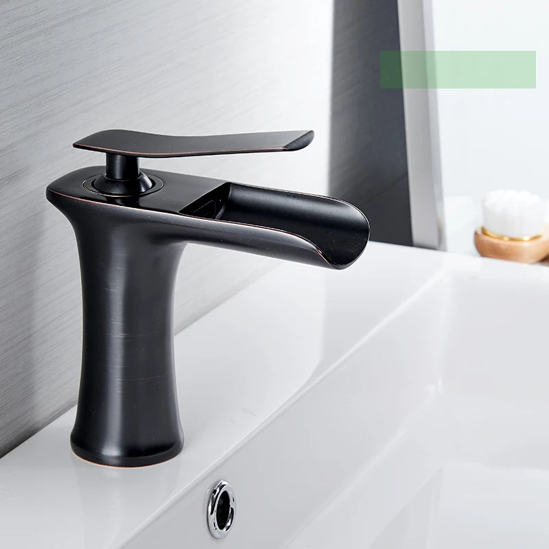 Brass Waterfall Bathroom Faucet Single Handle Tap