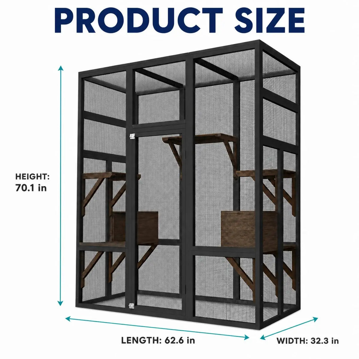 HiMISS Wooden Outdoor Cat Enclosure With Platforms