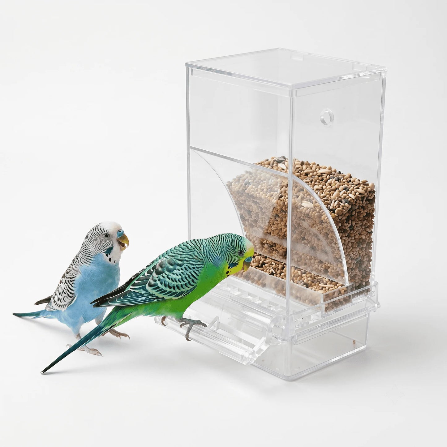 Clear Acrylic Spill Resistant Bird Cage Feeder