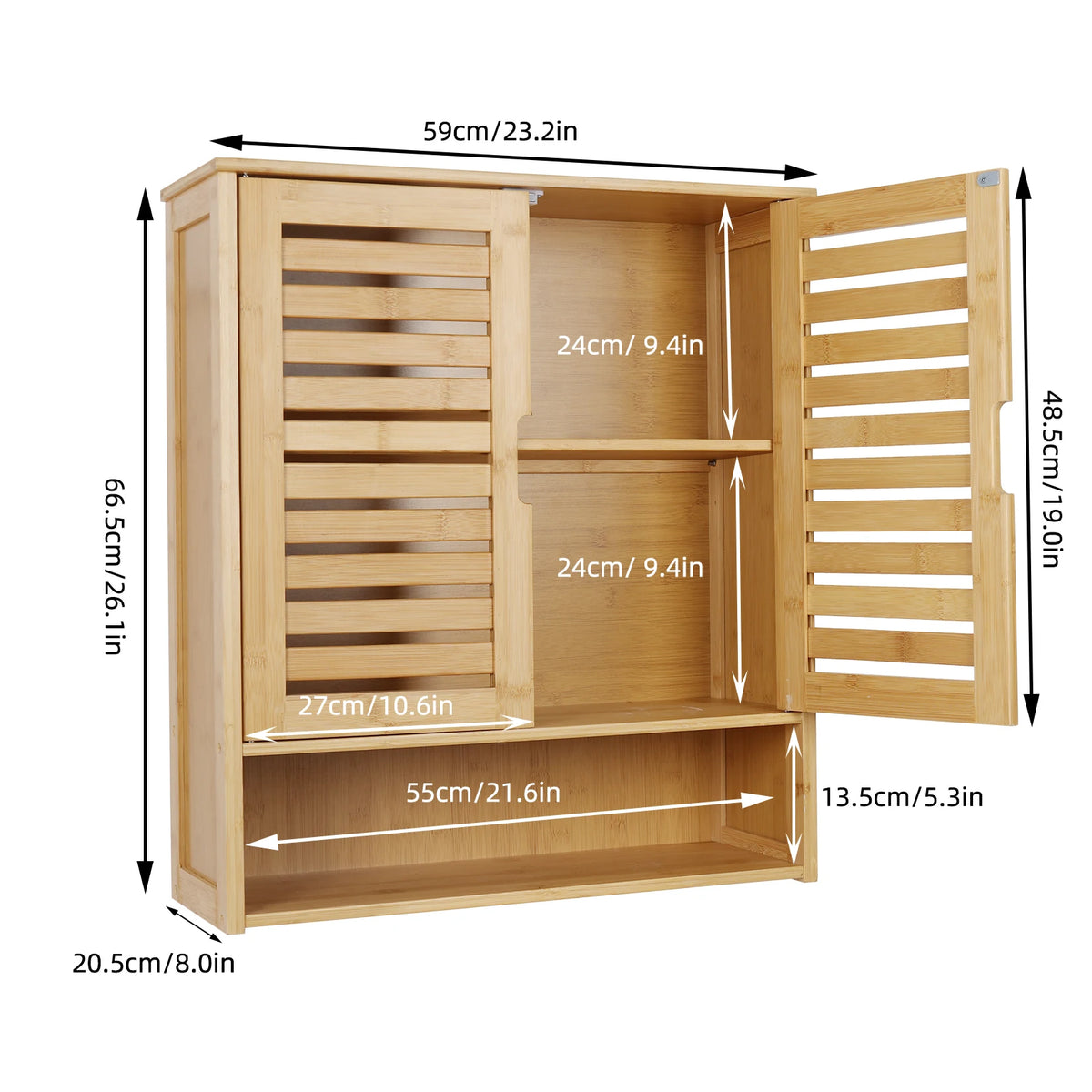 Wisfor Bamboo Wall Mounted Bathroom Cabinet