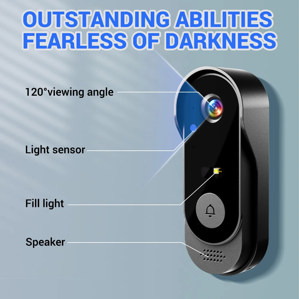 1080P Video Doorbell Waterproof Camera Two Way Audio Night Vision
