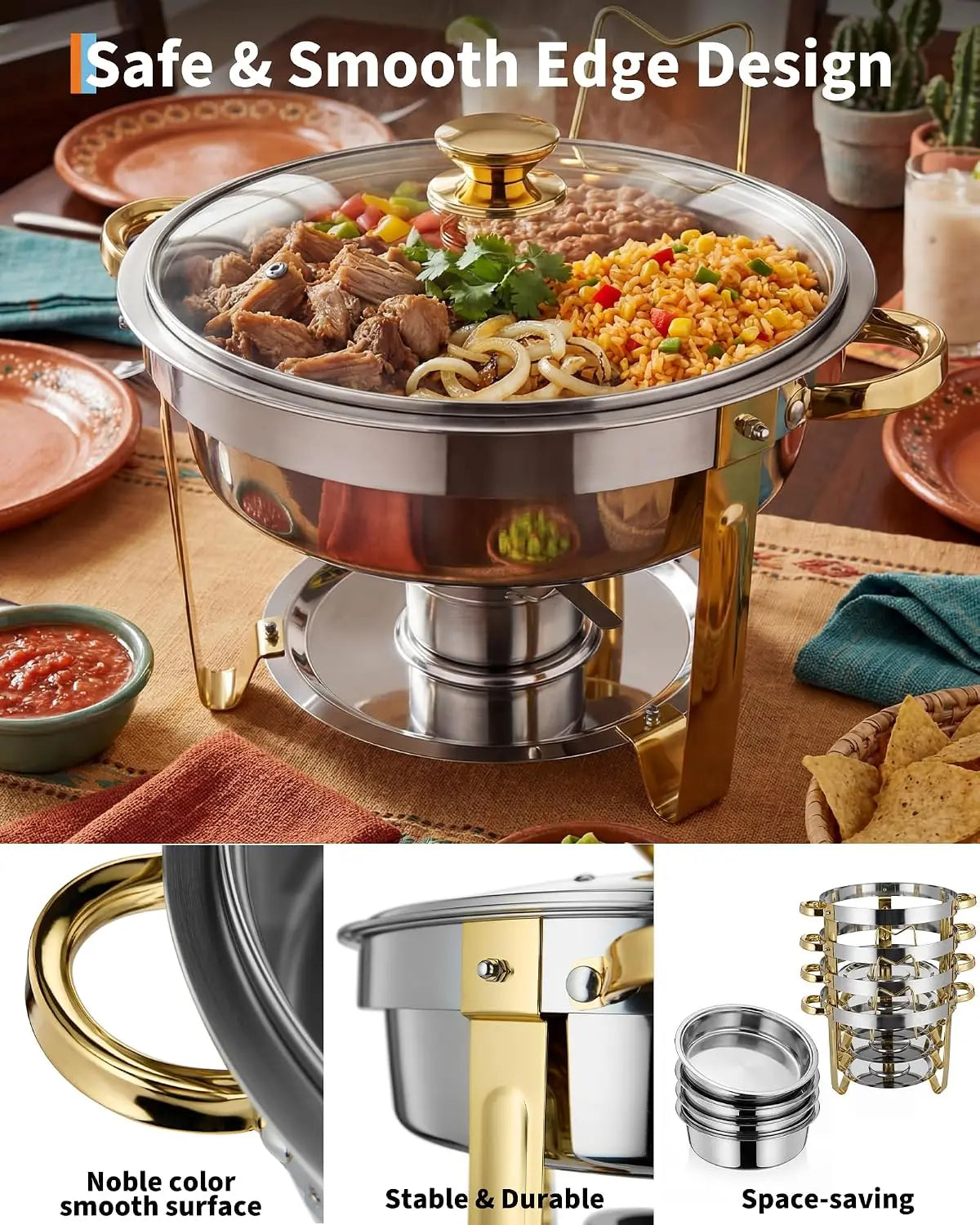 Tacleekii Stainless Steel Chafing Dishes Food Warmer Set