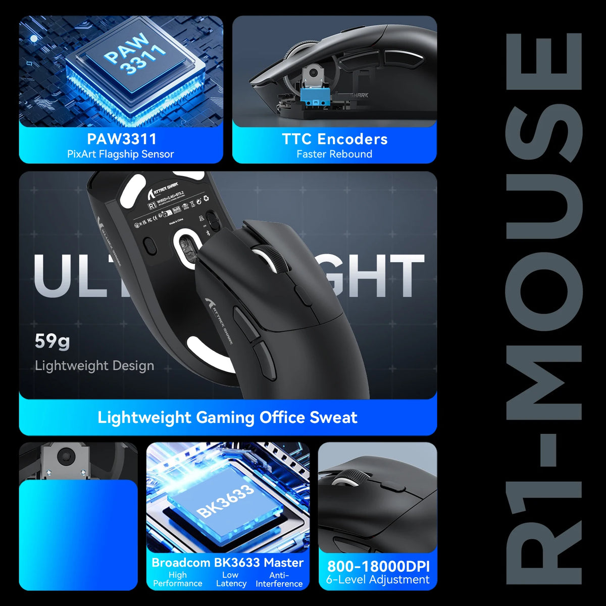 Attack Shark R1 Wireless Gaming Mouse