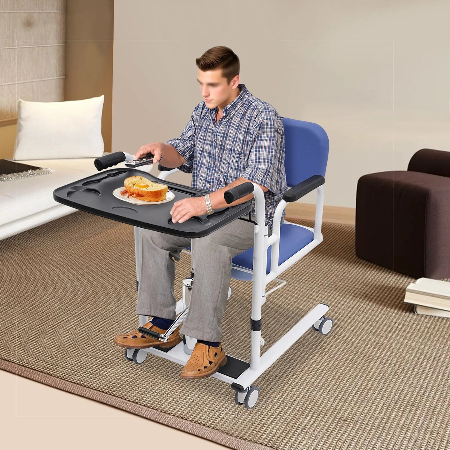 Hydraulic Patient Lift Transfer Chair With Split Seat