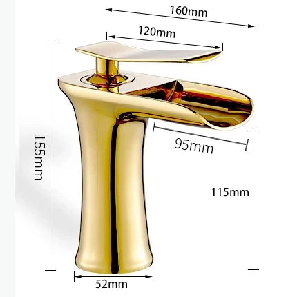 Brass Waterfall Bathroom Faucet Single Handle Tap