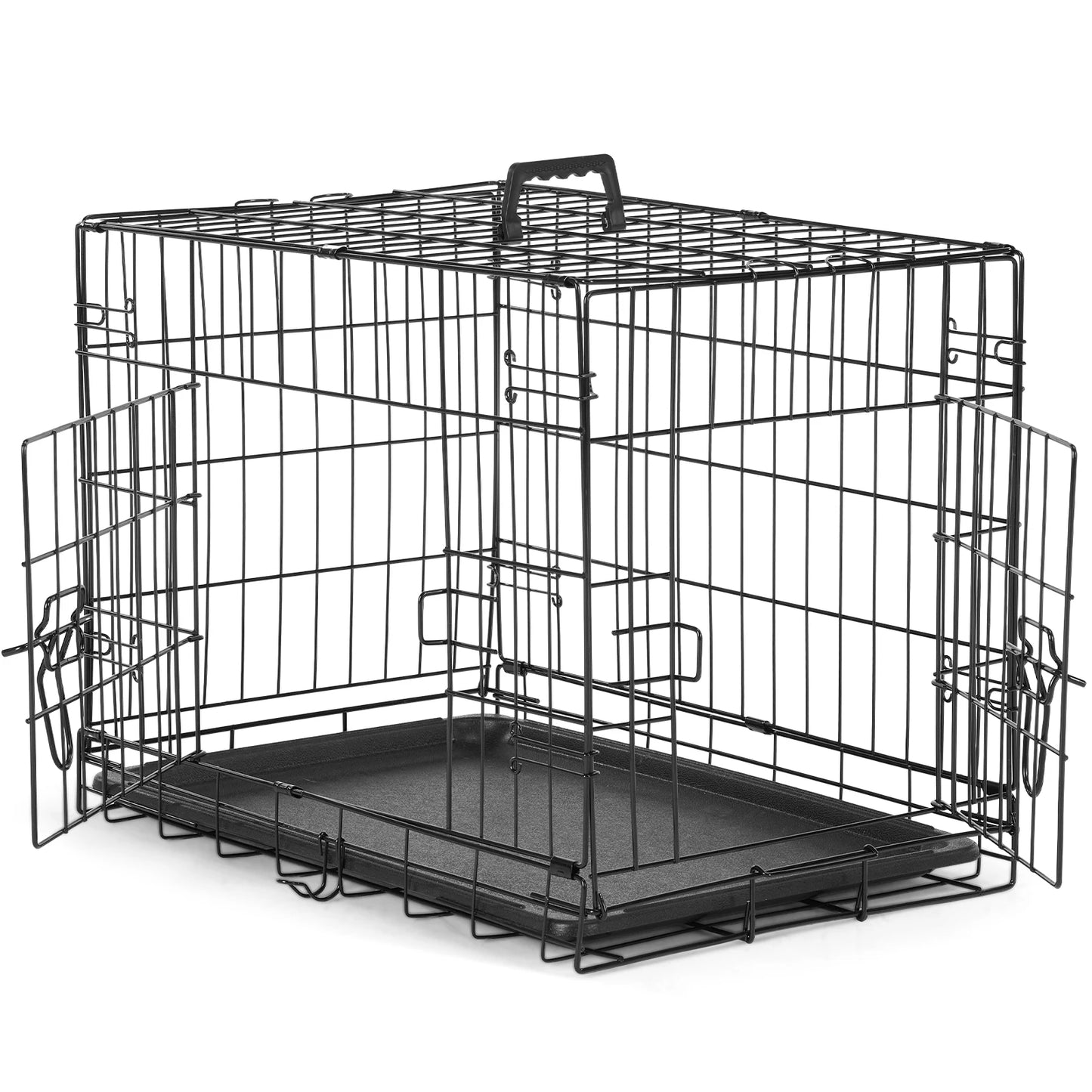 Jhk Double Door Metal Dog Crate With Leakproof Tray