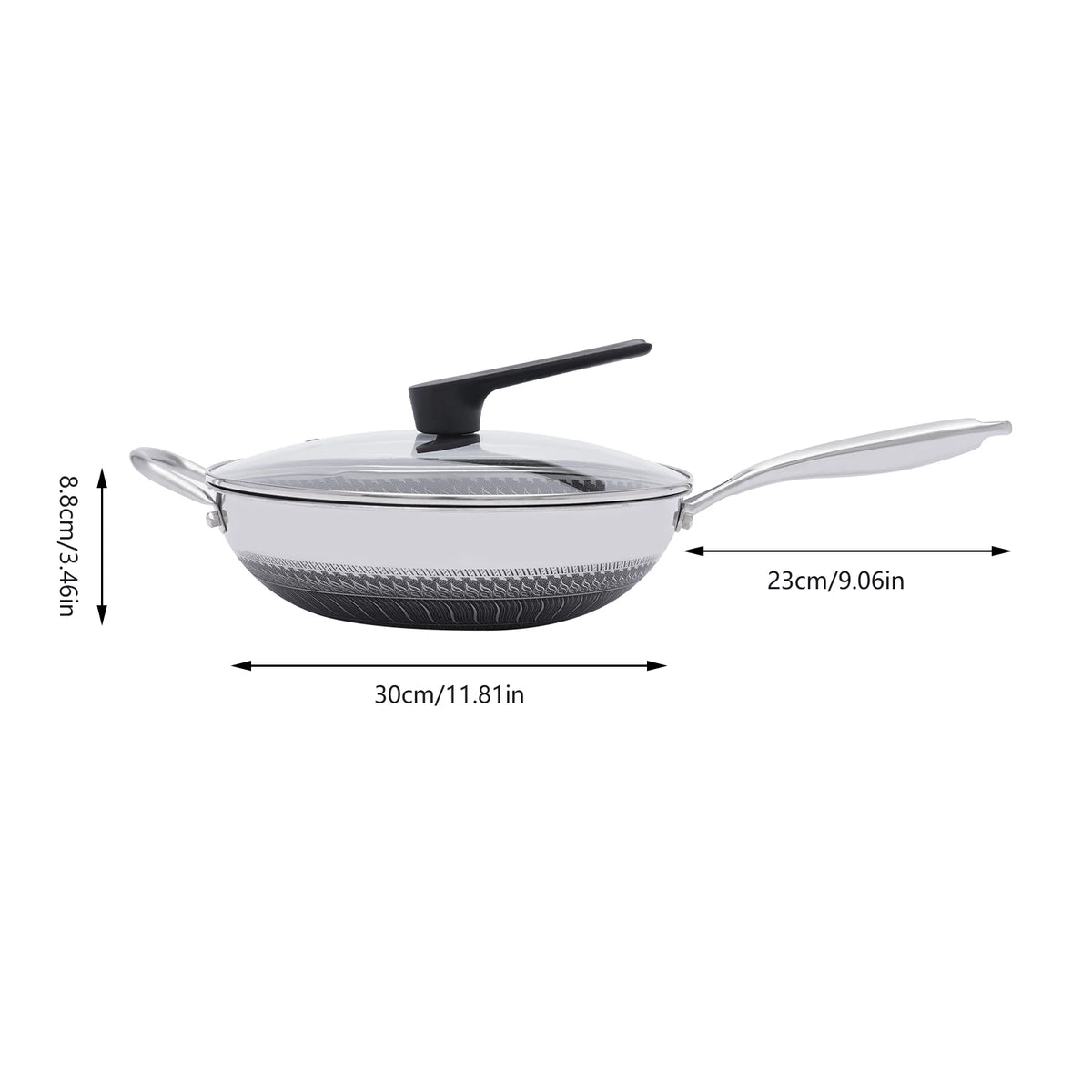 Bymaocar Stainless Steel Wok With Honeycomb Lid