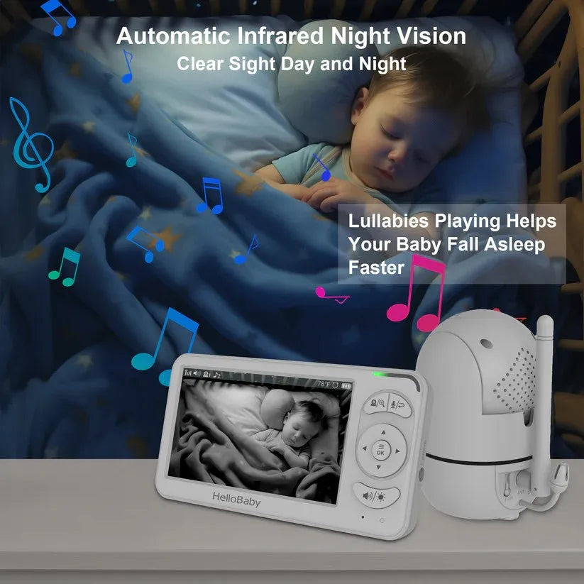 HelloBaby BBM838 1080P Baby Monitor Two Way Audio Wireless