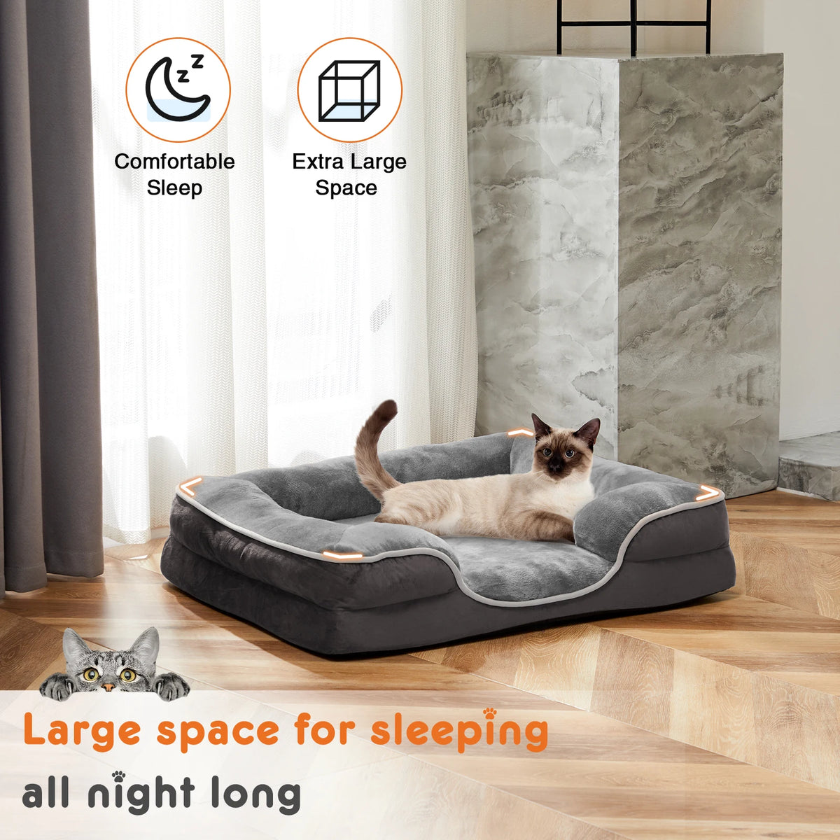 JHK Orthopedic Memory Foam Dog Bed With Cover