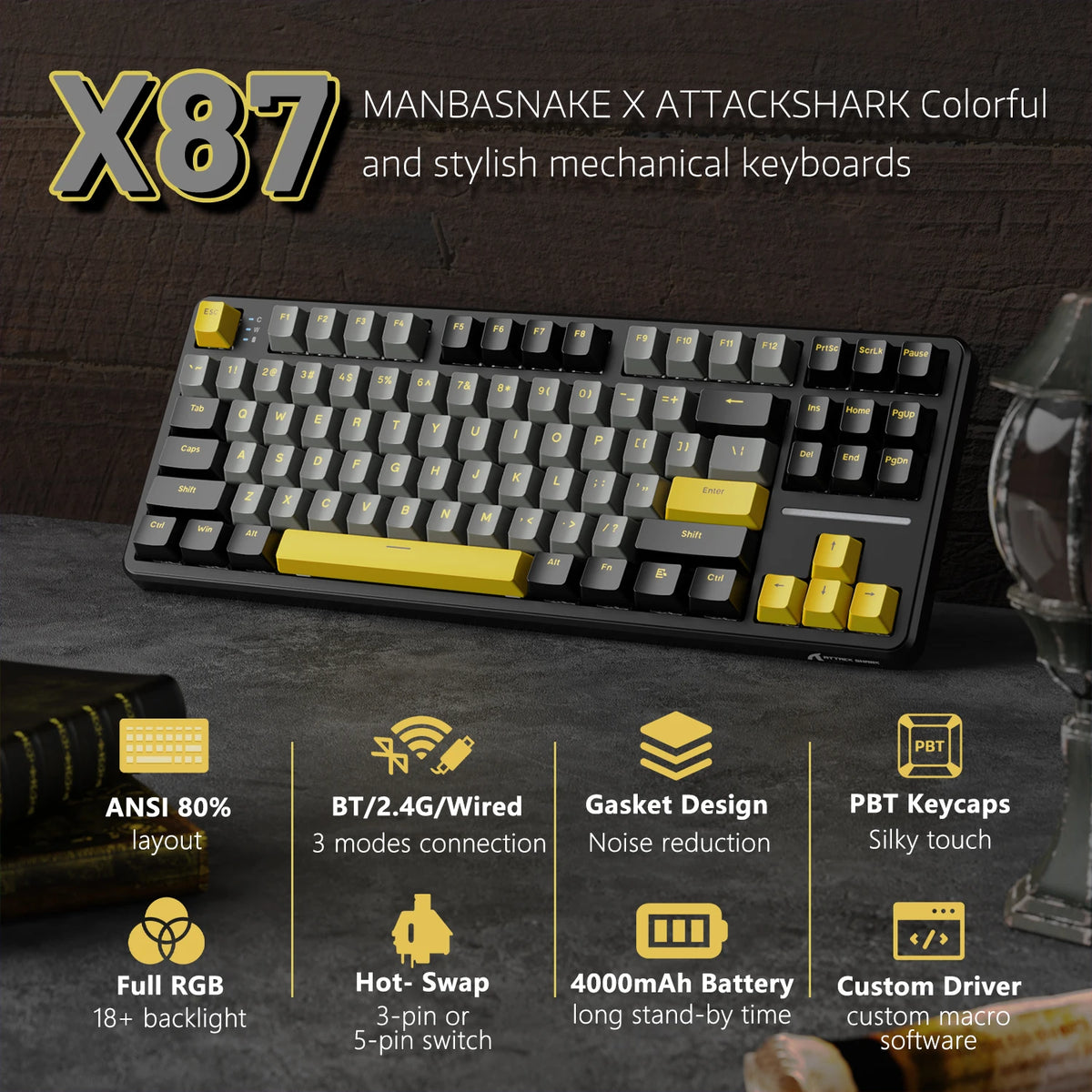 Attack Shark X87 Wireless Mechanical Gasket Keyboard