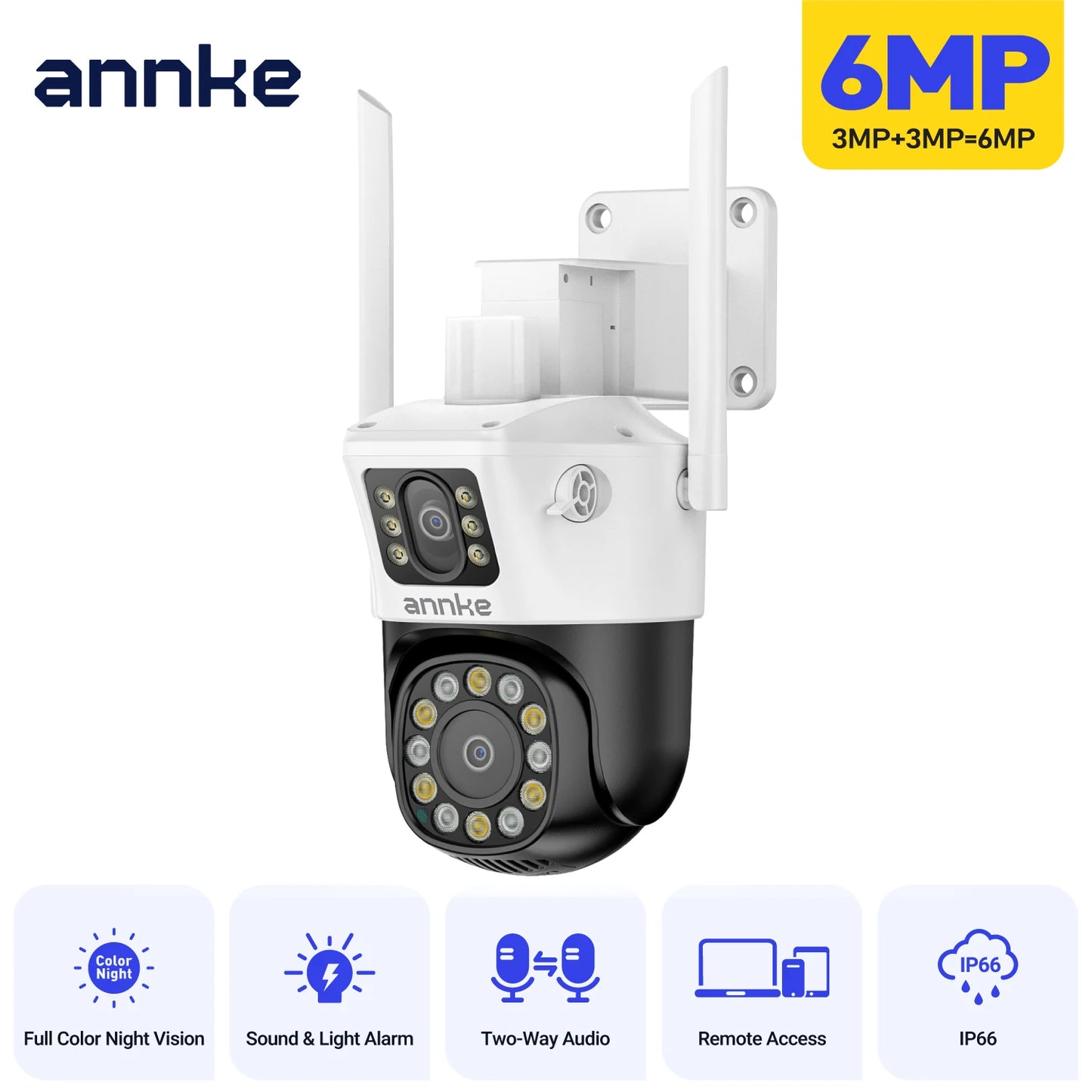 Annke 6MP Dual Lens Outdoor Wireless Security Camera