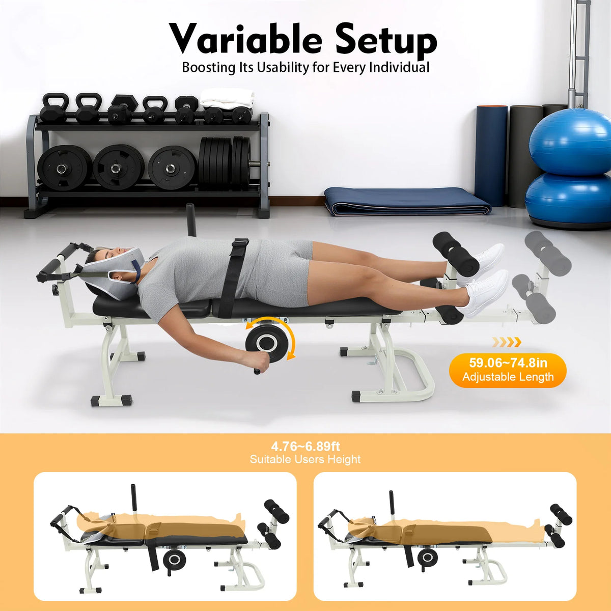Adjustable Cervical Lumbar Traction Stretch Bench