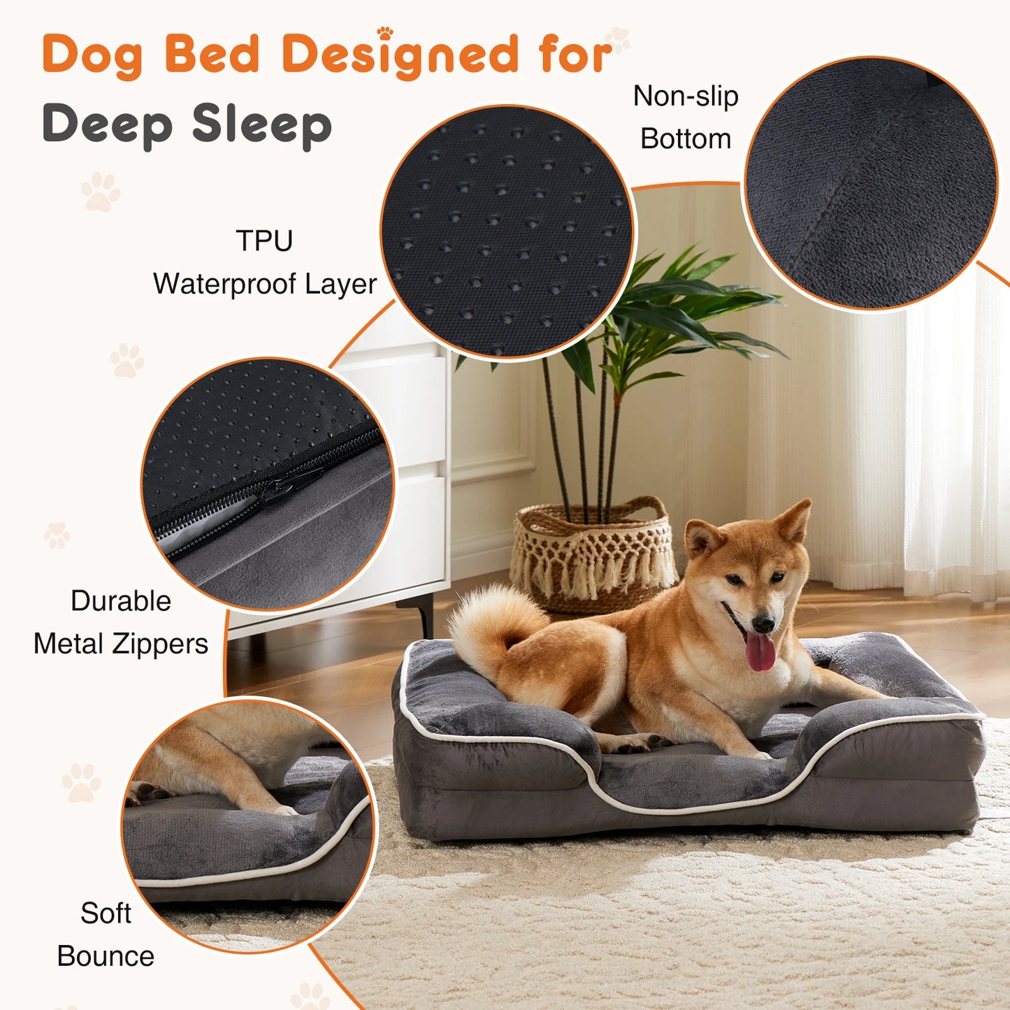 JHK Orthopedic Memory Foam Dog Bed With Cover