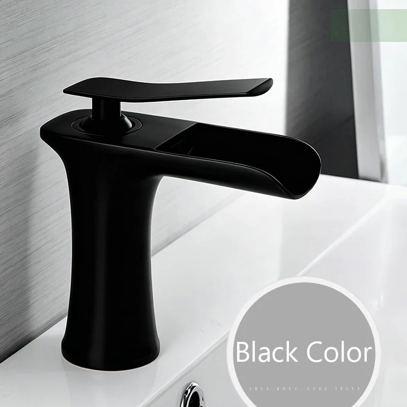 Brass Waterfall Bathroom Faucet Single Handle Tap