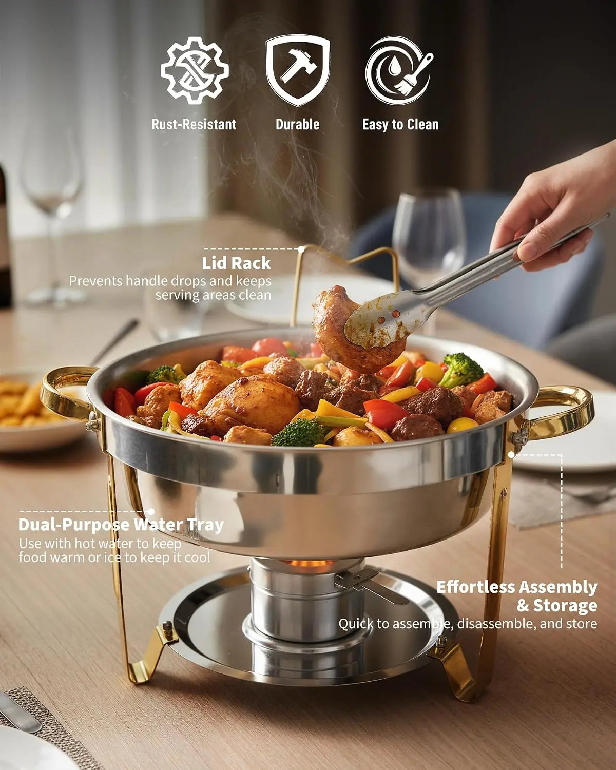 Tacleekii Stainless Steel Chafing Dishes Food Warmer Set
