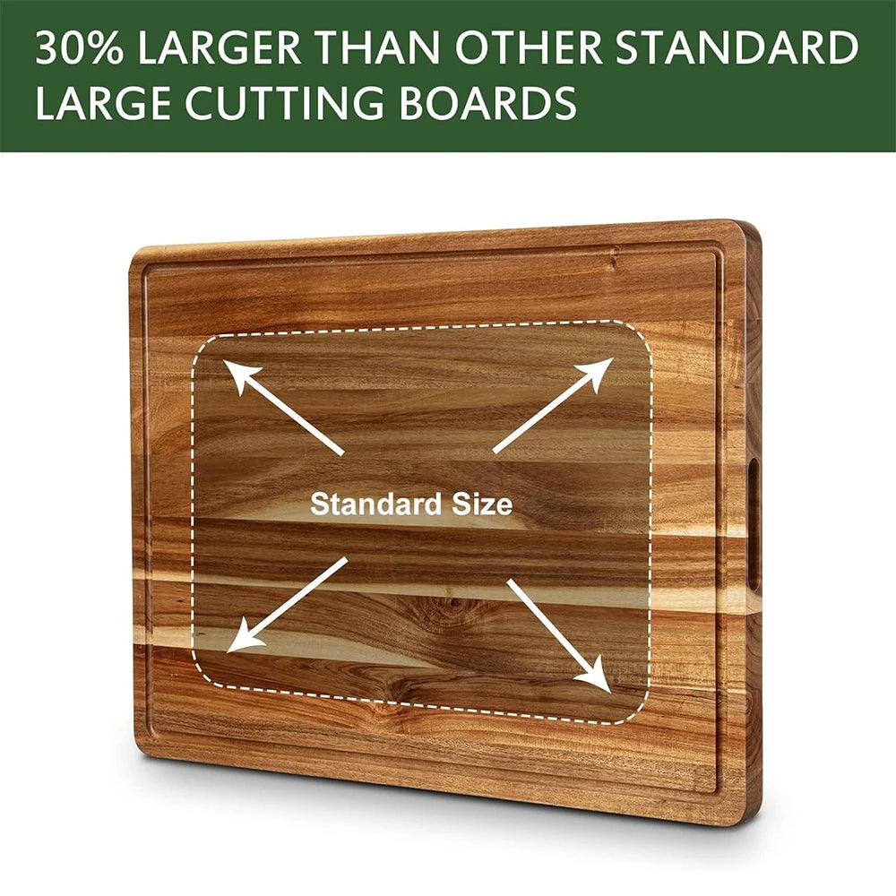Twister Ck Wood Cutting Board With Juice Groove And Handle