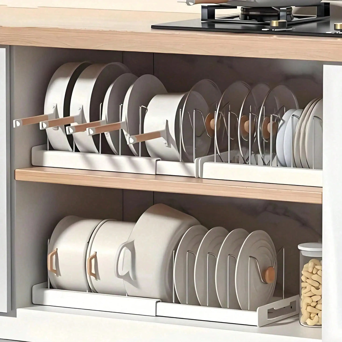 Stainless Steel Pull Out Pot Lid Organizer Rack