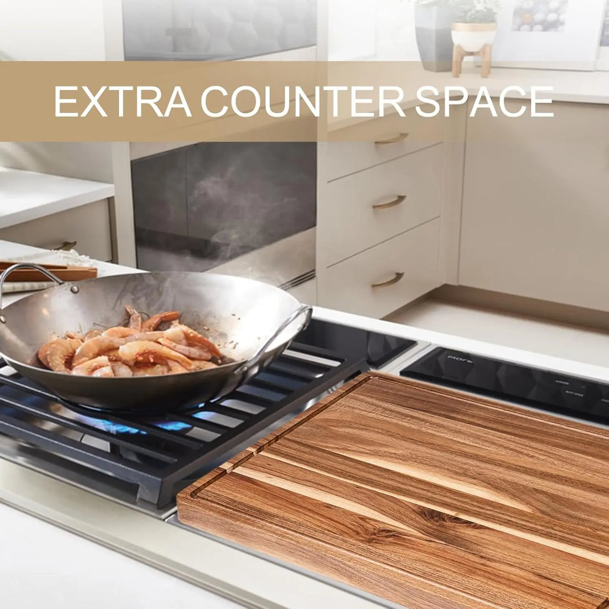 Twister Ck Wood Cutting Board With Juice Groove And Handle