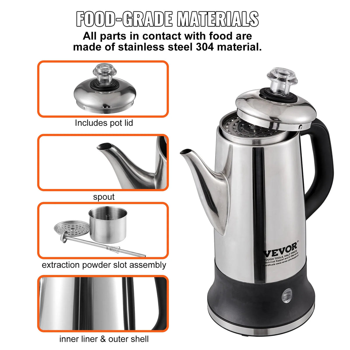 SucceBuy Electric Stainless Steel Coffee Percolator
