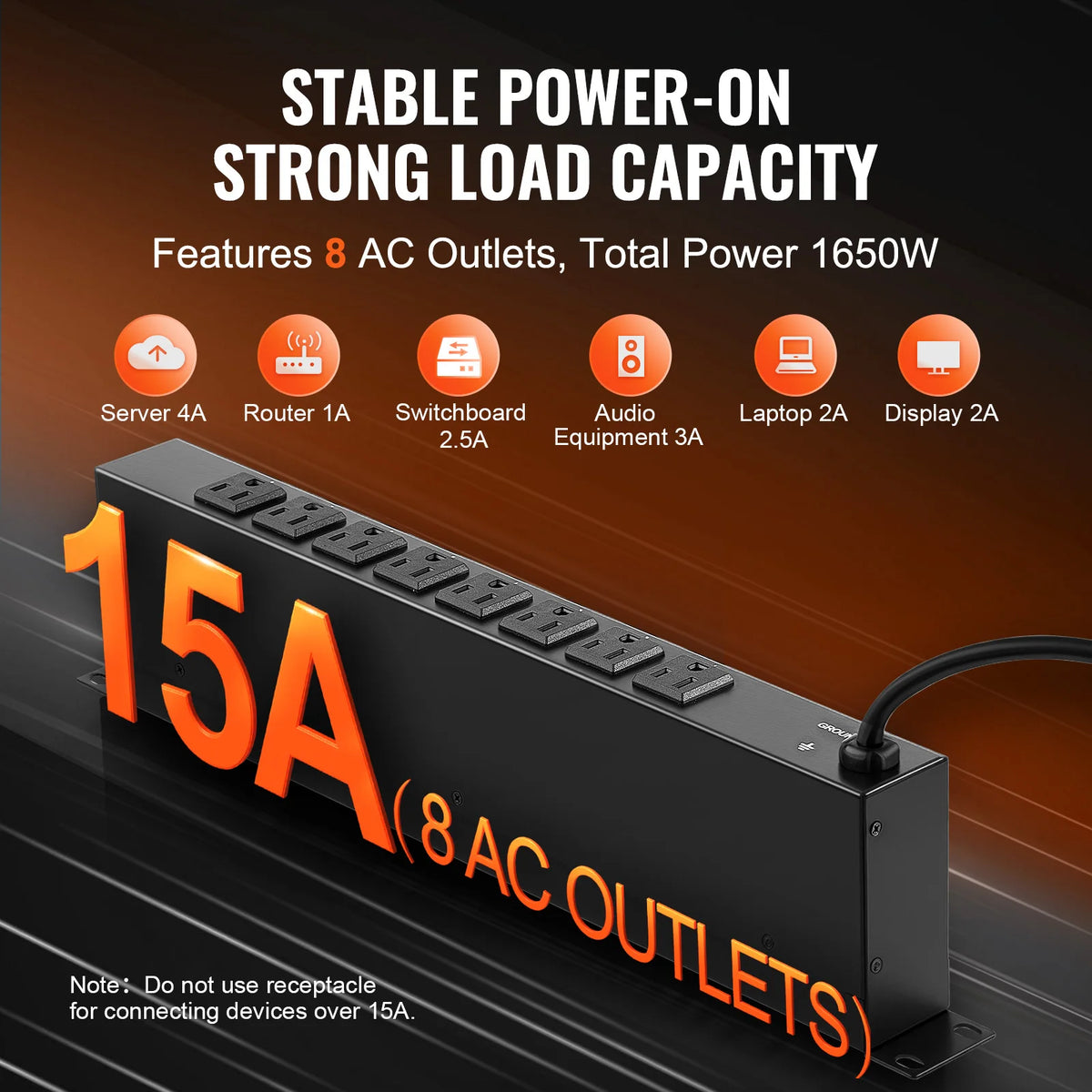 SucceBuy Rack Mount PDU Power Strip For Servers