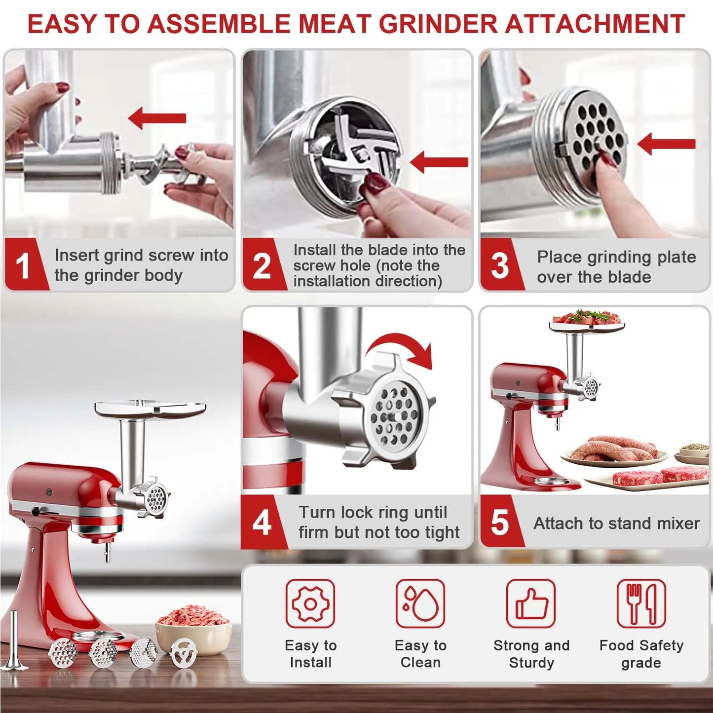 Stainless Steel Meat Grinder And Slicer Attachments