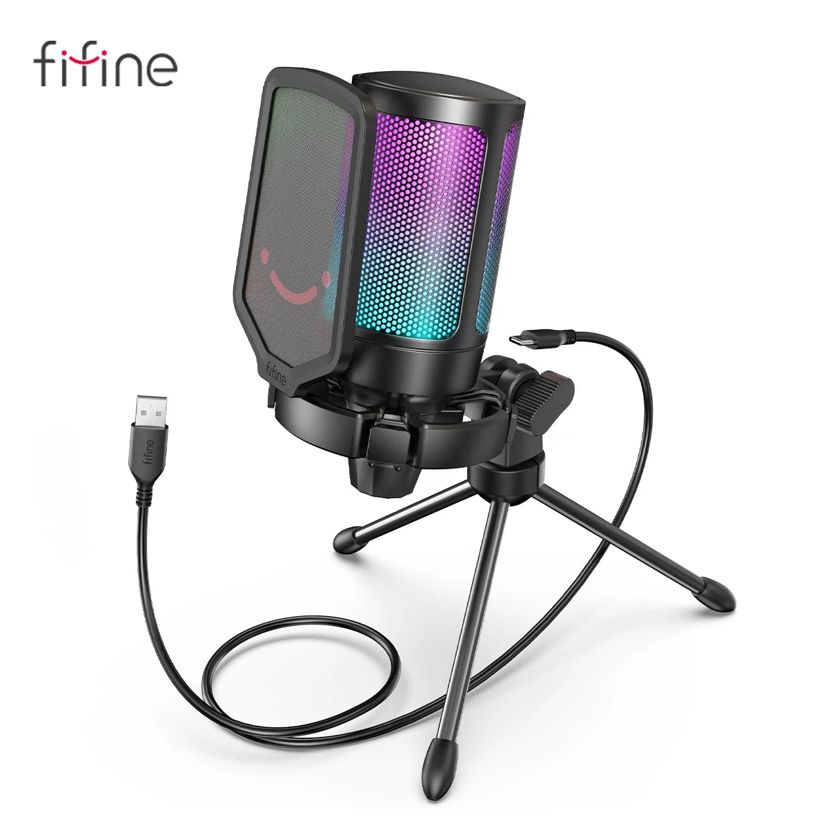 FIFINE AmpliGame USB Gaming Microphone with Pop Filter