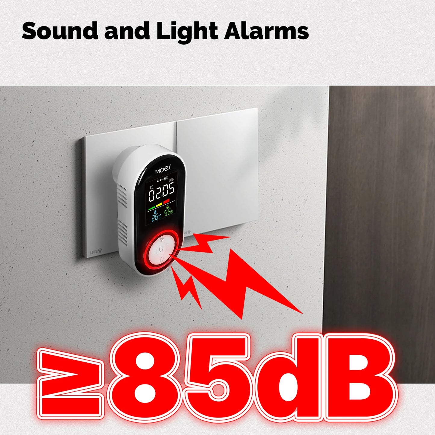 MOES CO Smoke Detector Plug-In Carbon Monoxide Sensor