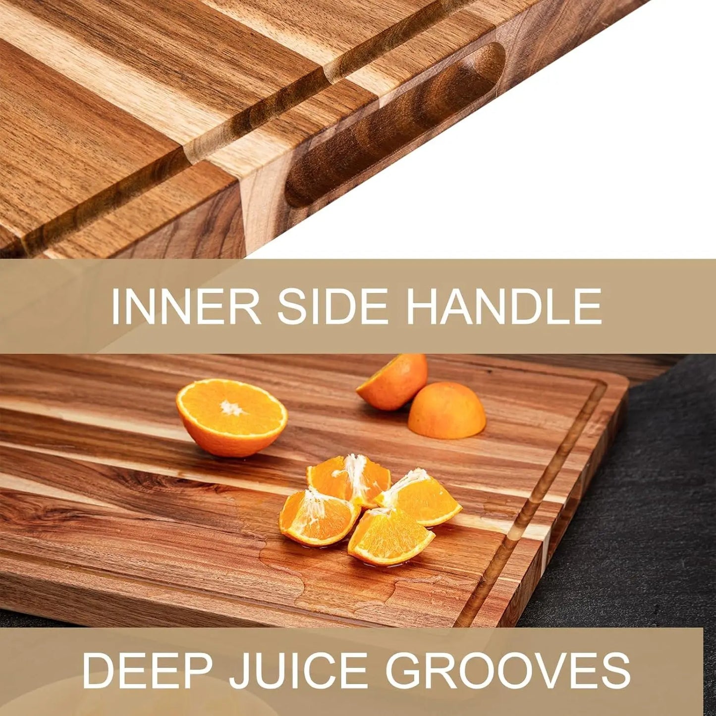 Twister Ck Wood Cutting Board With Juice Groove And Handle