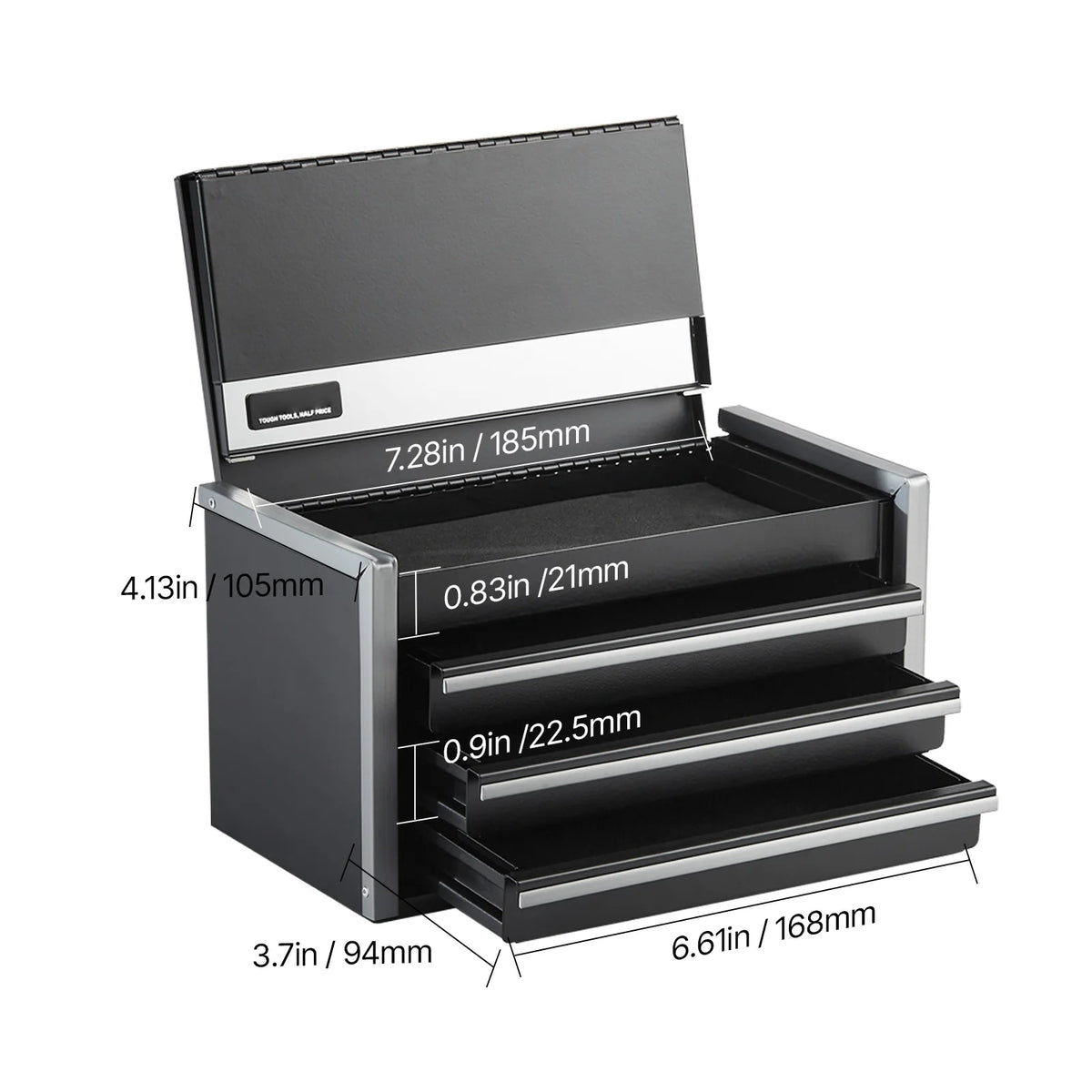 SucceBuy Portable Metal Tool Chest With Three Drawers