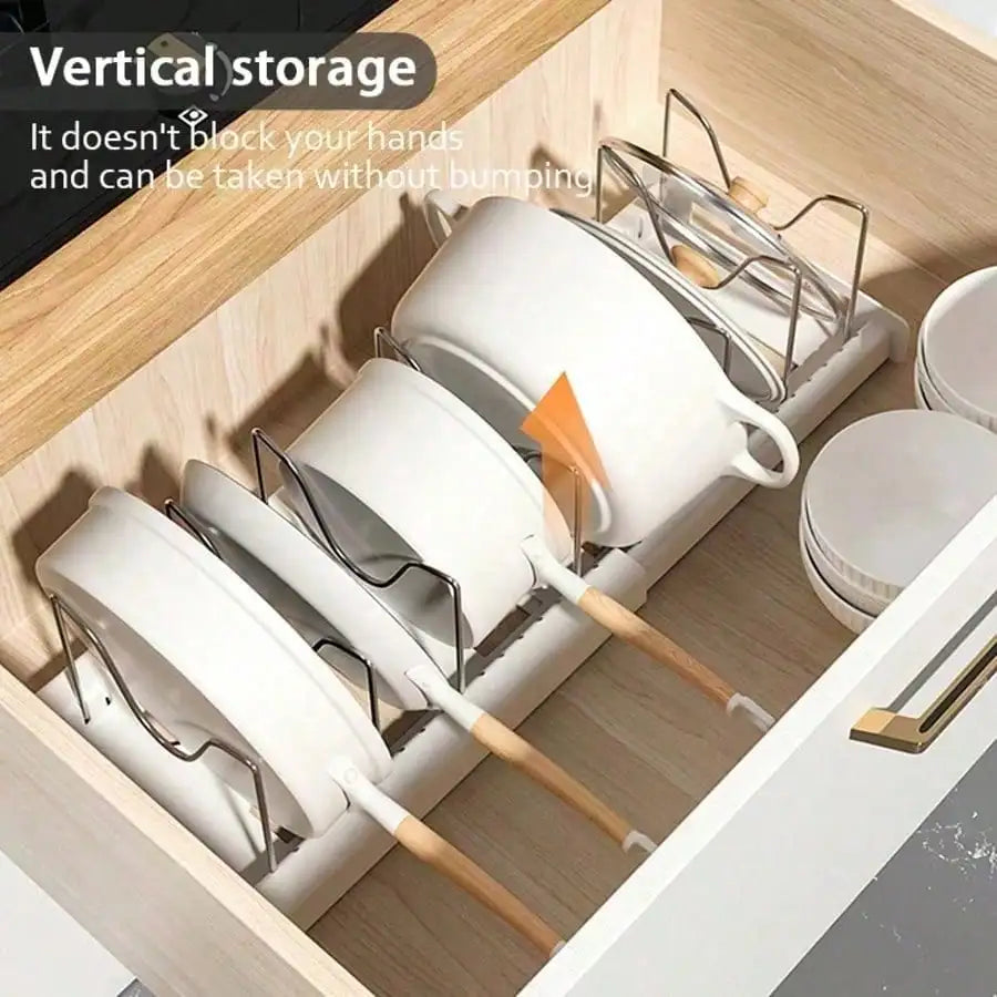 Stainless Steel Pull Out Pot Lid Organizer Rack