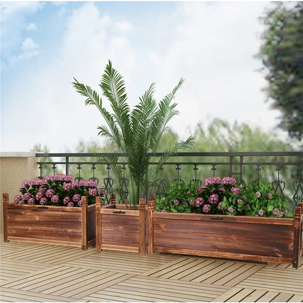 Wooden Raised Flower Bed For Indoor Outdoor Plants