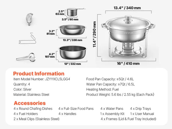 SucceBuy Stainless Steel Chafing Dish Buffet Set