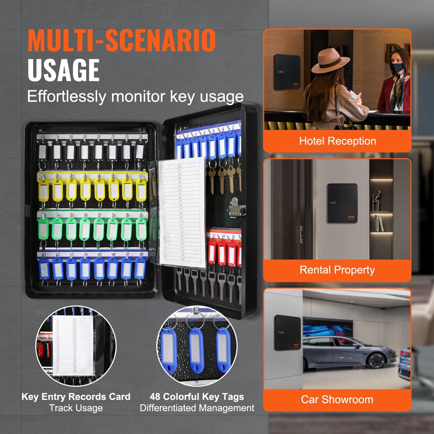 SucceBuy 48 Position Key Lock Box With Adjustable Racks