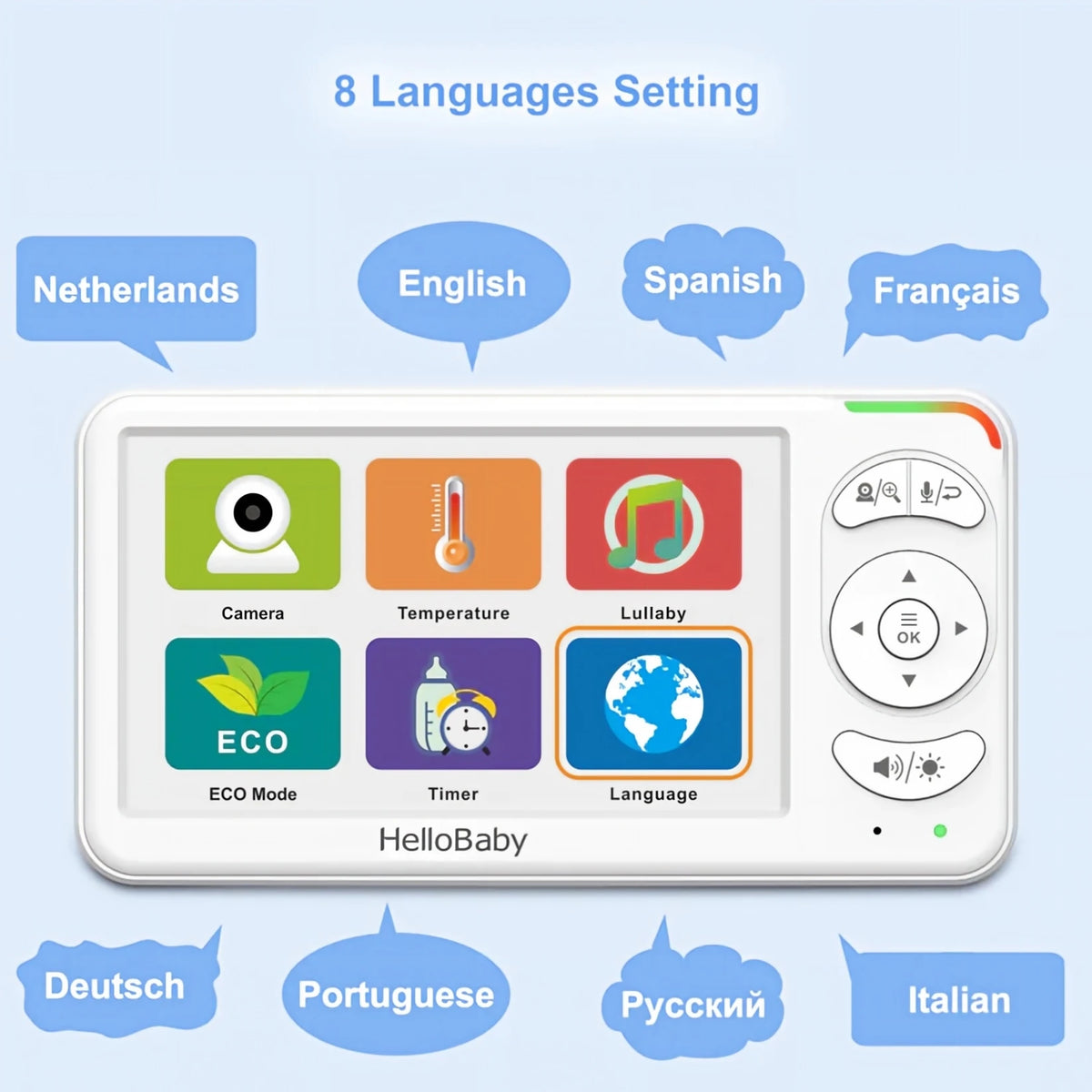 HelloBaby BBM838 1080P Baby Monitor Two Way Audio Wireless