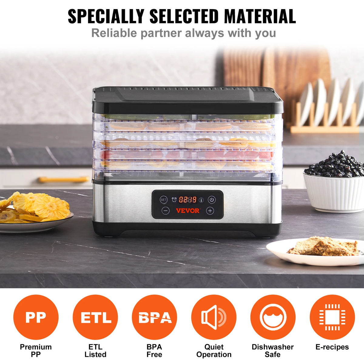 VEVOR Food Dehydrator With Adjustable Timer