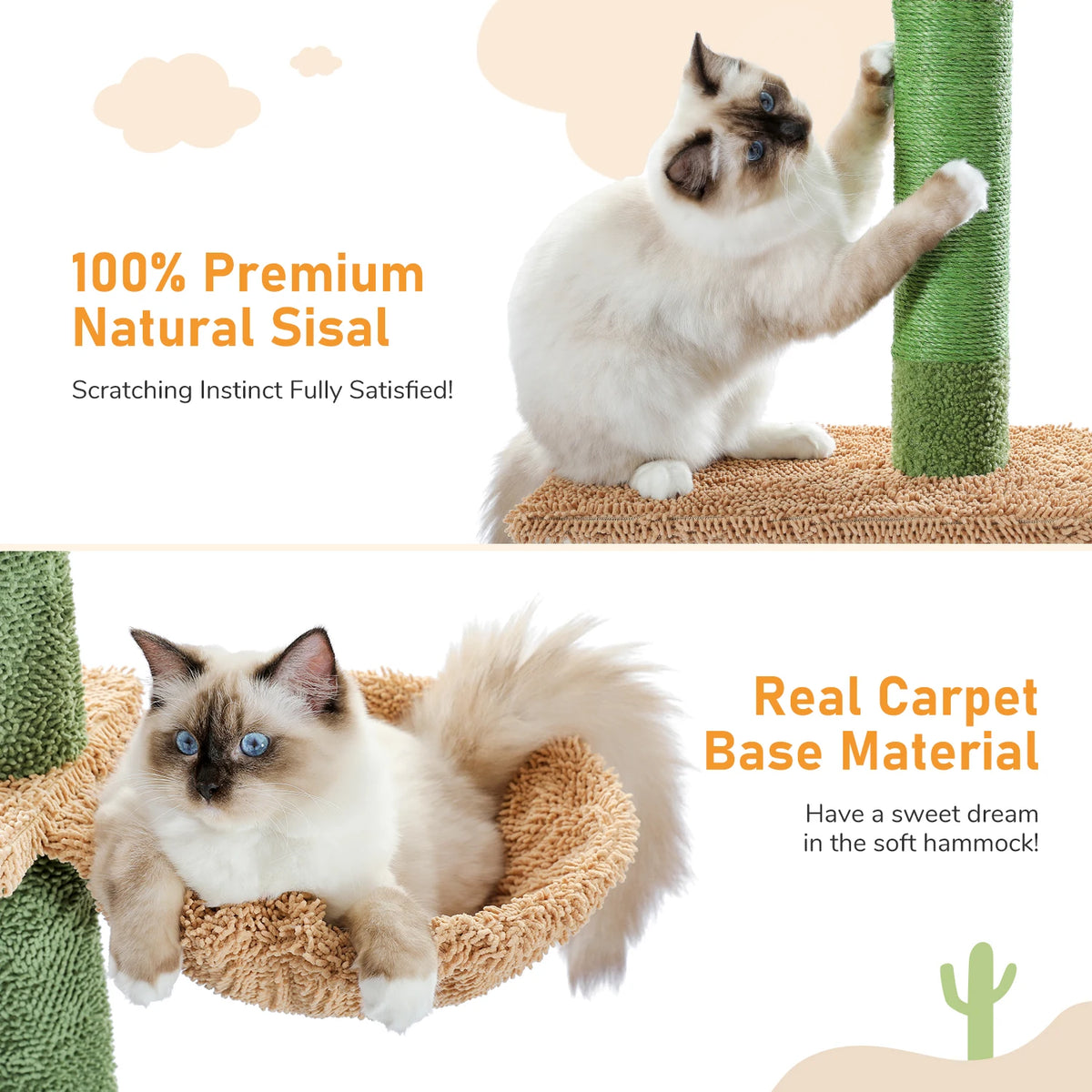 Pawz Road Cactus Cat Tree With Scratching Post And Hammock